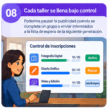 Escena 08: Cada taller se llena bajo control
